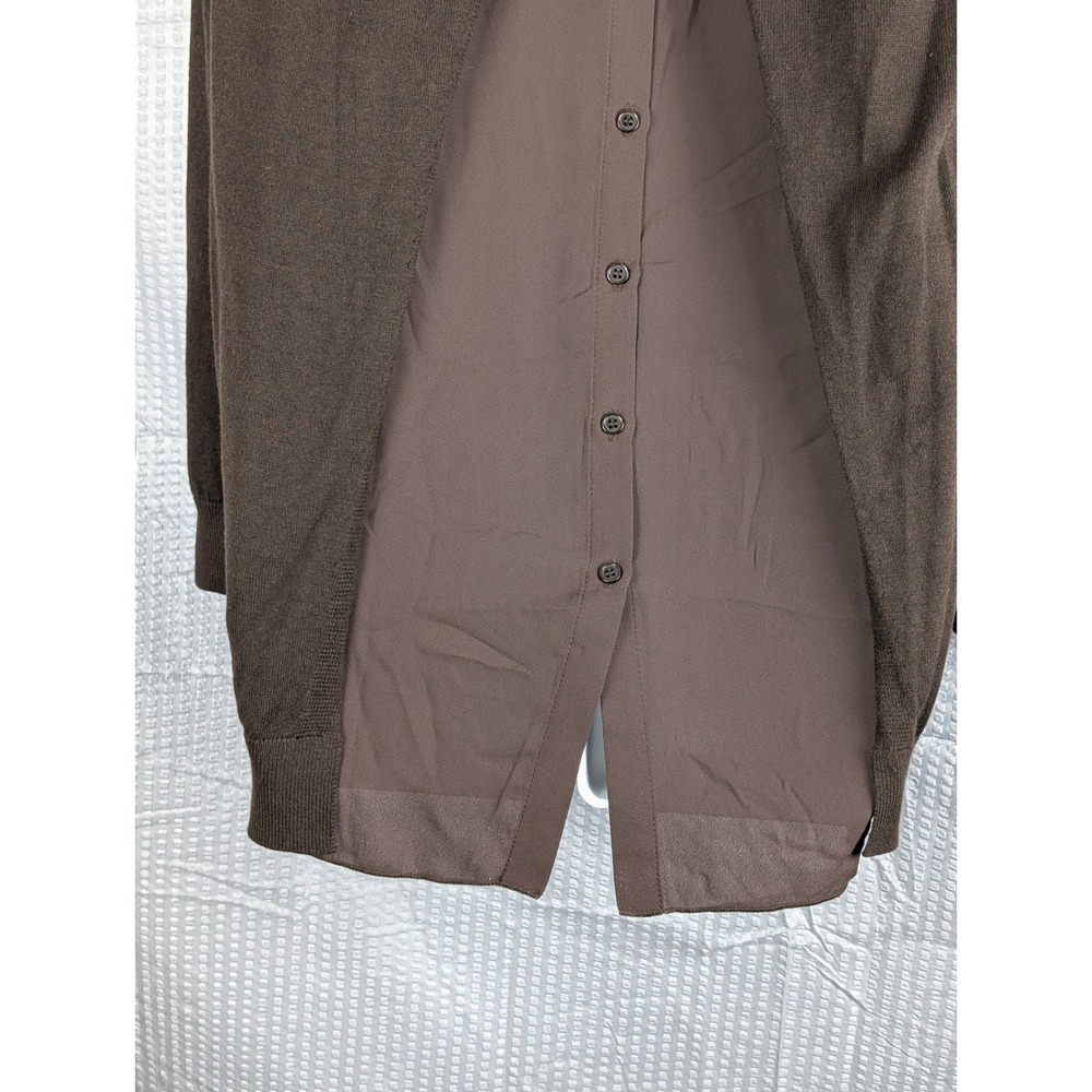 DG2 by Diane Gilman Chiffon Button Back Sweater XS Brown Mixed Media‎ Knit Top - Picture 8 of 14